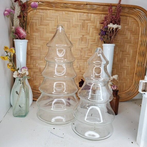 Libbey Clear Christmas Tree Apothecary Jar Snack Candy Mid Century MCM Vintage 8.5" 10.5" Sold Se... | Etsy (US)