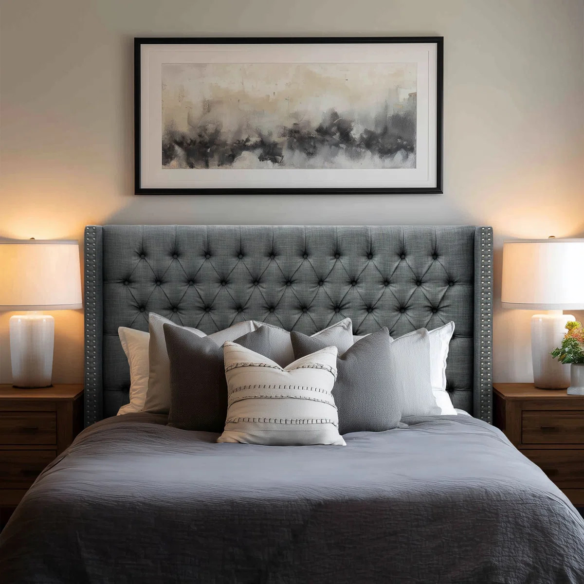 Ashwin Upholstered Wingback Headboard - Button Tufting & Nailhead Trim | Wayfair North America