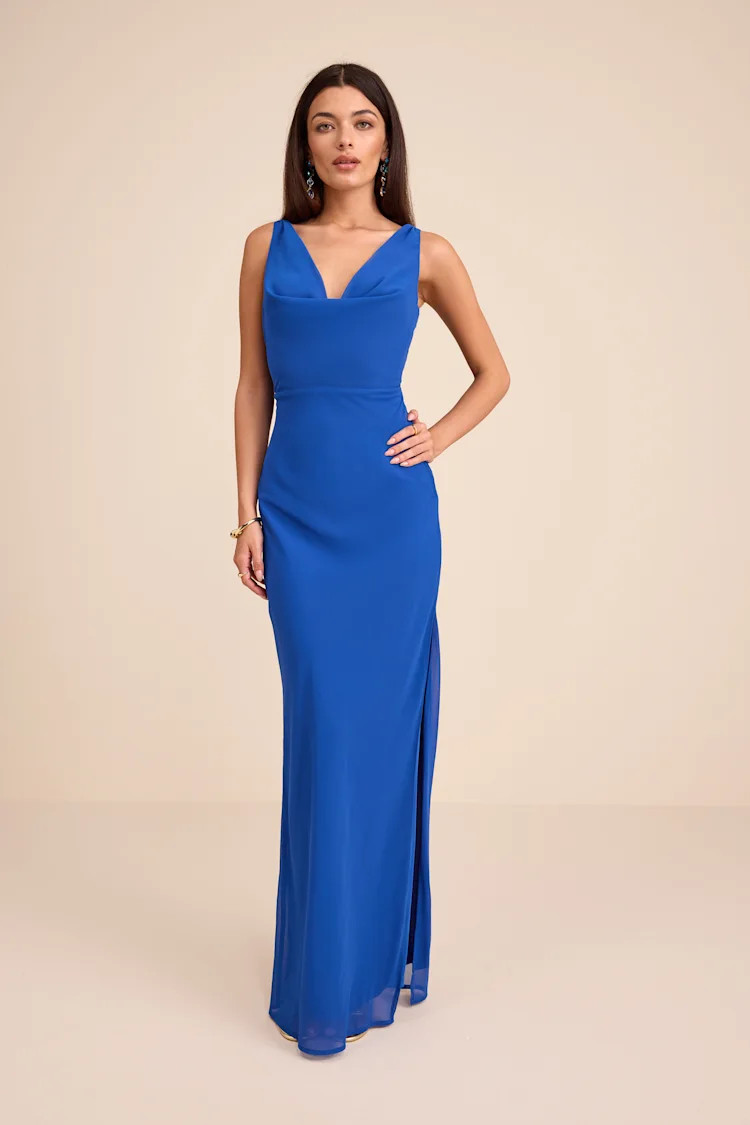 Marlesa Royal Blue Cowl Back Maxi Dress | Lulus sale | blue wedding guest dress blue | Lulus