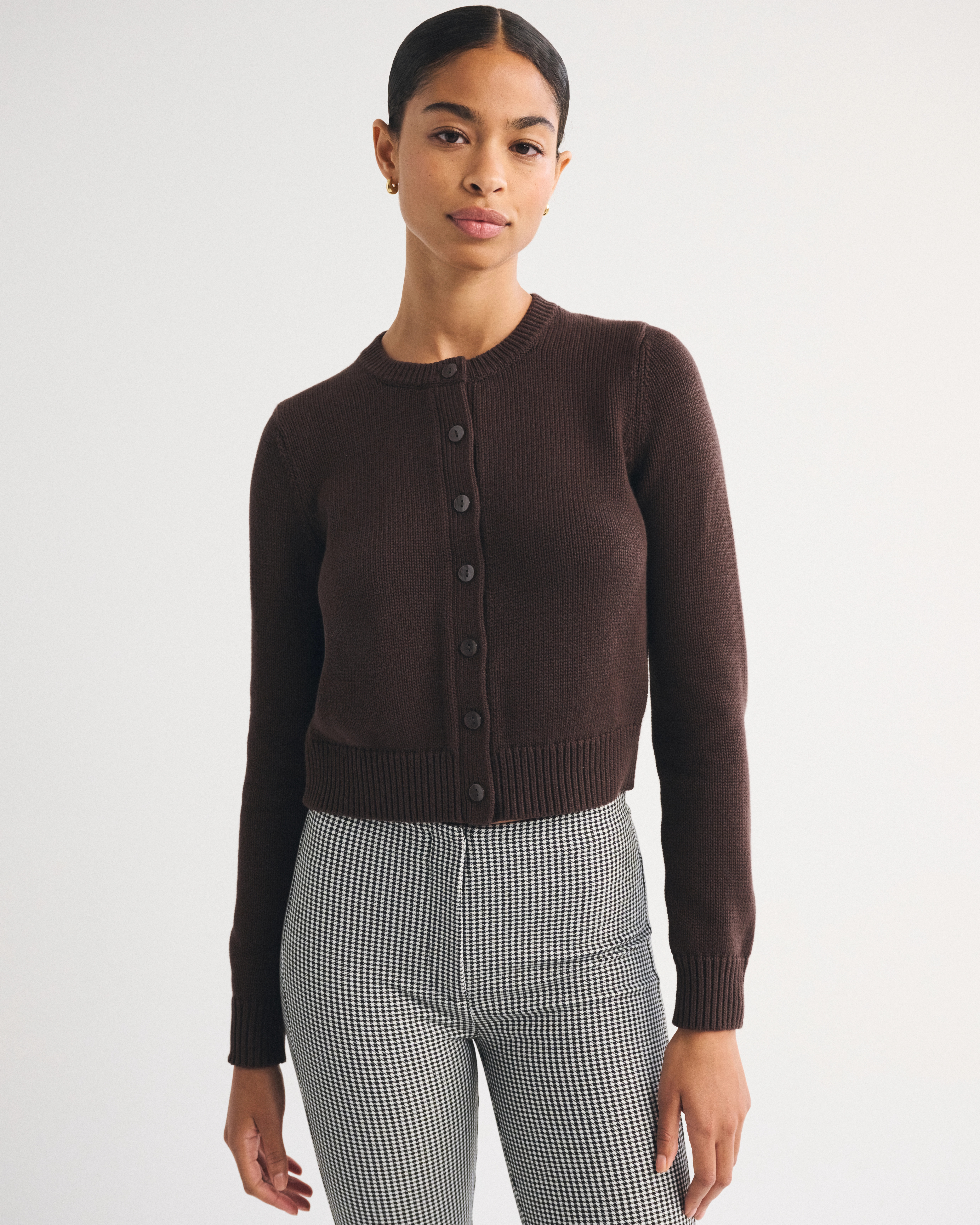 100% Cotton Shrunken Crew Cardigan | Abercrombie & Fitch (US)