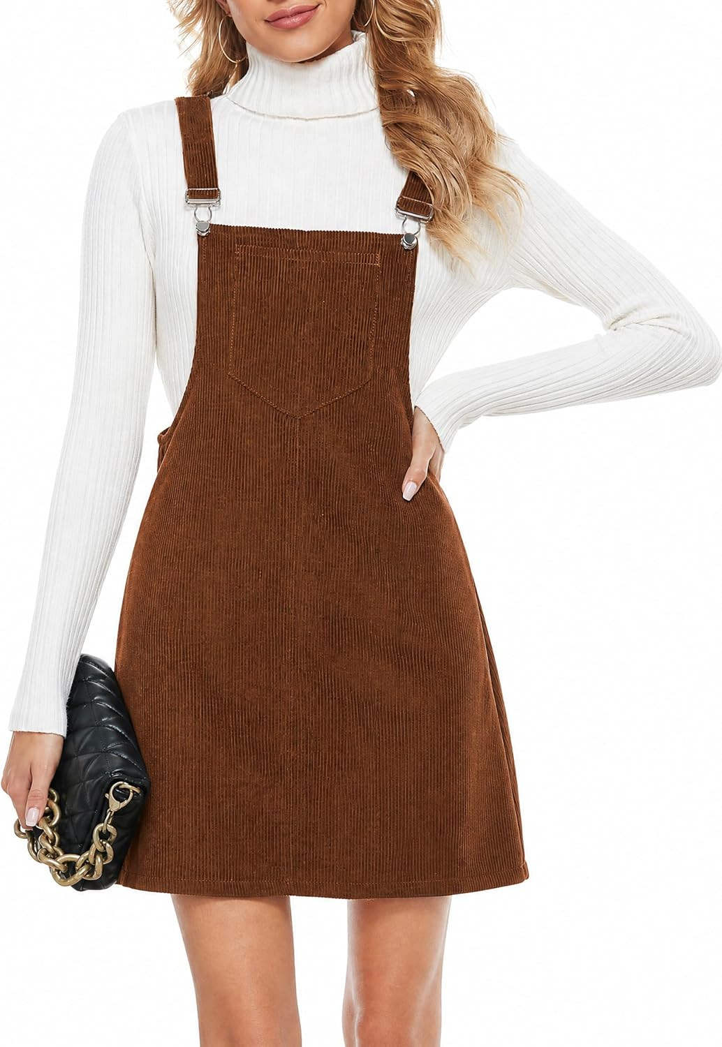 Tanming Womens Corduroy Overall Dress Fall Suspender Skirt | Amazon (US)