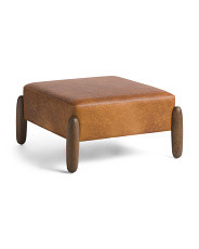 Chesnut Leather Ottoman | TJ Maxx