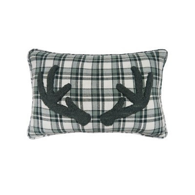 C&F Home Woodland Deer Antlers Plaid Cotton Blend Mini Accent Pillow 14" x 22" | Target