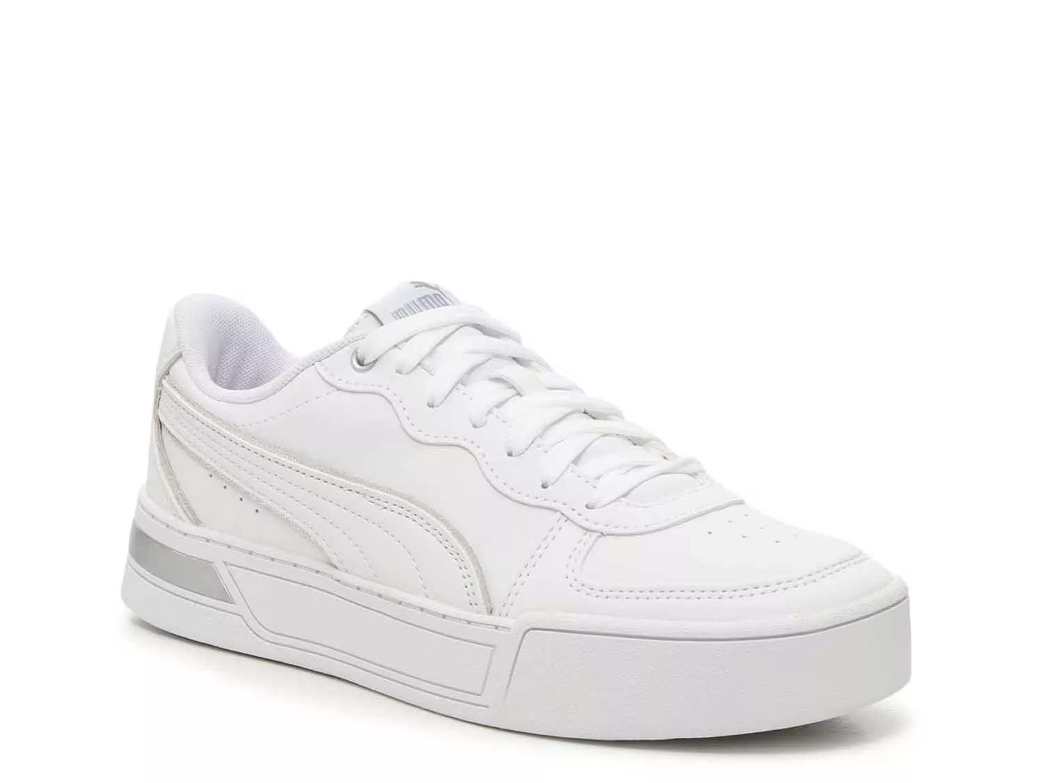 Puma Skye Sneaker | Women's | White/Silver Metallic | Size 8 | Sneakers | DSW