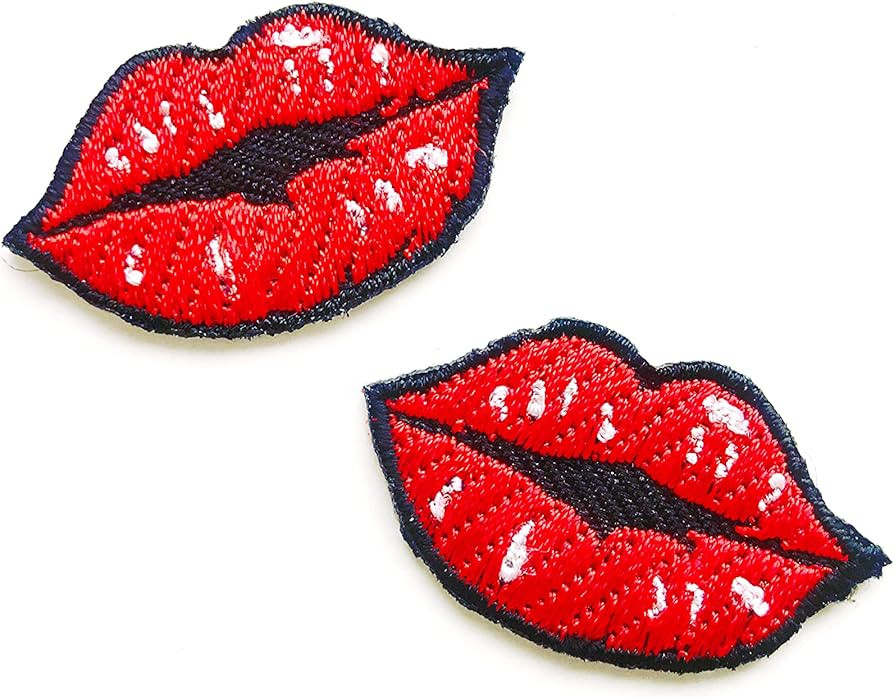 TH Set of 2 Tiny. Mini Pretty Red Lips Lipstick Sexy Girls Lady Kiss Cute Cartoon Patches Sew Iro... | Amazon (US)