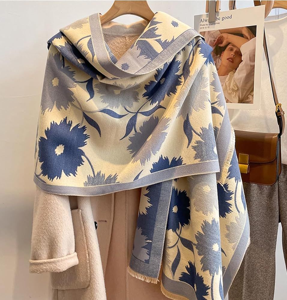 Women's Blanket Chunky, Pashmina Shawls Wraps Oversized Winter & Fall Warm Scarfs Soft Cashmere F... | Amazon (US)