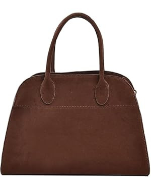 Women's Suede Tote Bag, Large Capacity Fall Shoulder Bag with Adjustable Strap, Casual Soft Work ... | Amazon (US)