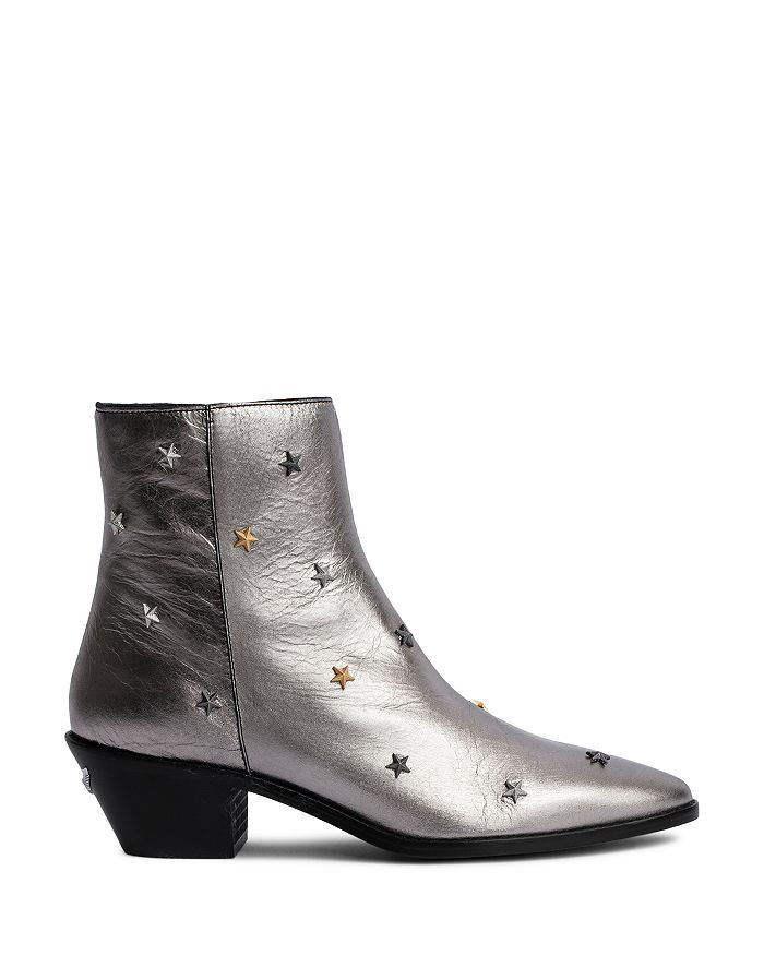 Women's Tyler Vintage Pointed Toe Star Studded Metallic Block Heel Ankle Booties | Bloomingdale's (US)