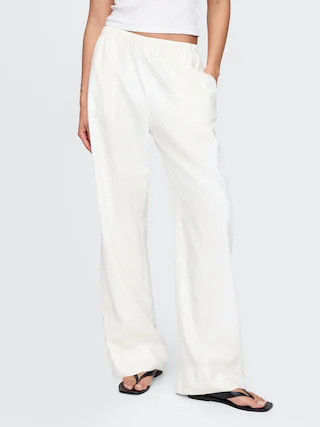 Linen-Blend Easy Wide-Hem Pants | Gap (CA)