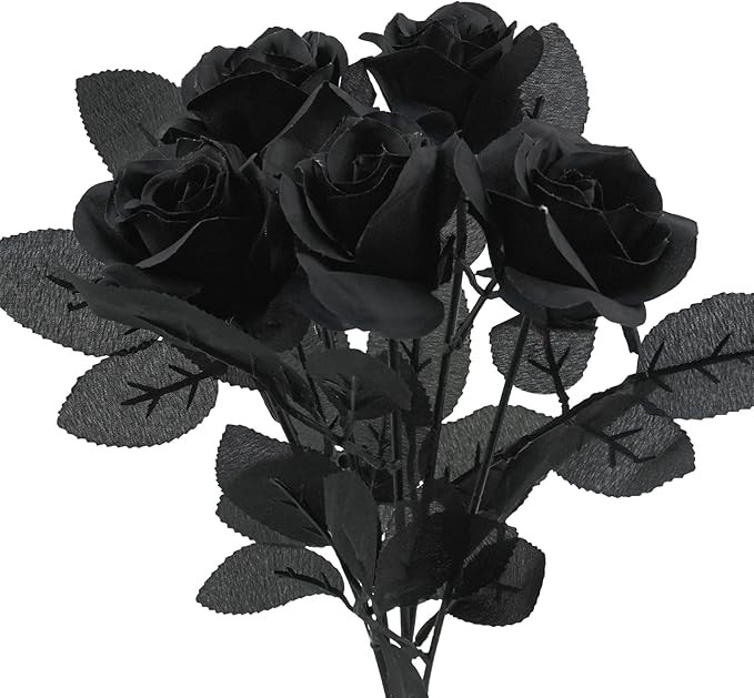 Uieke 5Pcs Roses Artificial Flowers, Black Roses Artificial Flowers Fake Flower Silk Stem Realist... | Amazon (US)