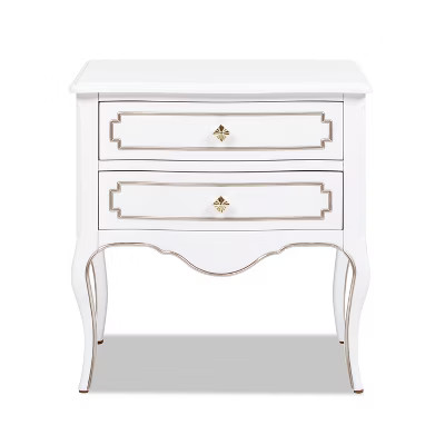 JTH LUXE Court 23.5" Wide Edwardian Storage Side Table, Soft White Birchwood | Target