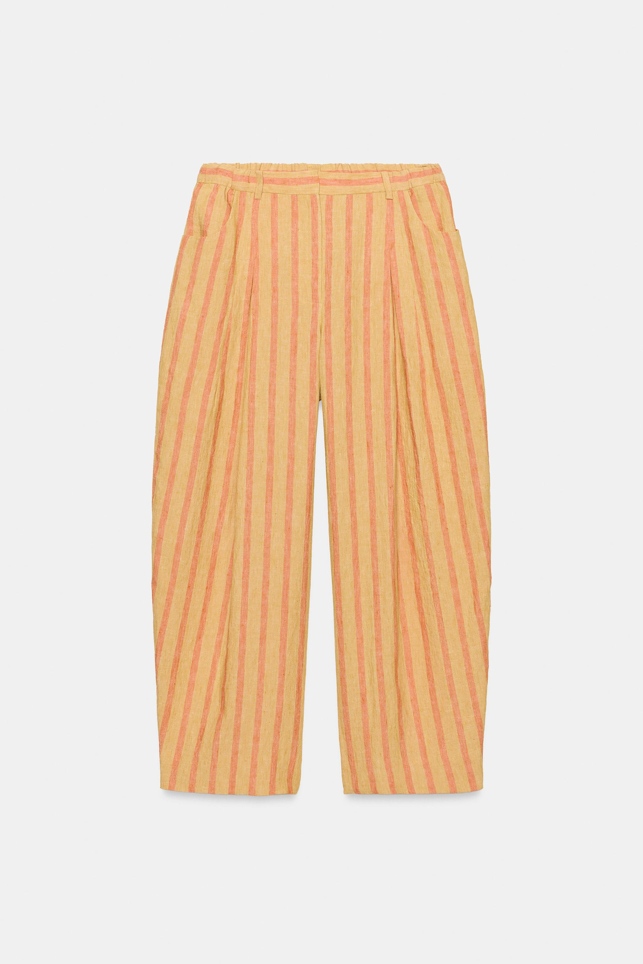 ZW COLLECTION STRIPED LINEN-BLEND PANTS | Zara US