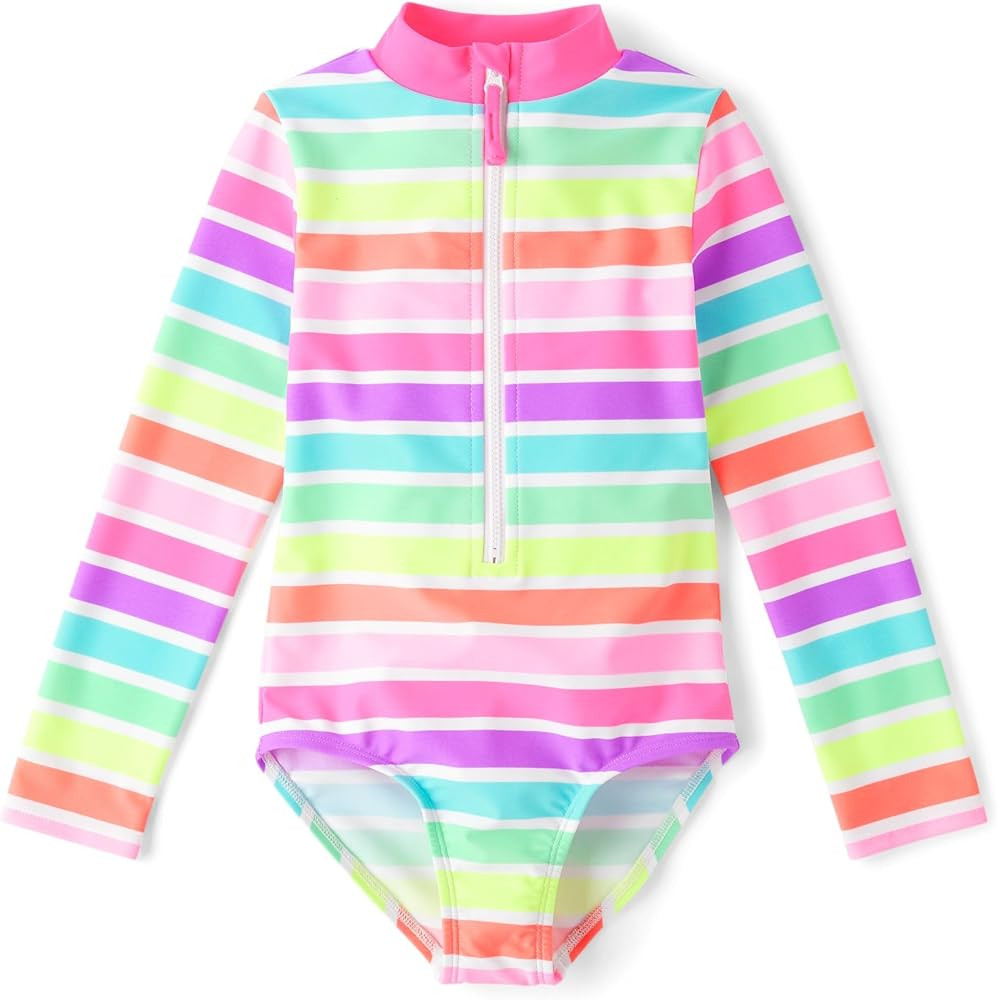 Gymboree Girls' and Toddler Long Sleeve Rashguard One Piece Swimsuit | Amazon (US)