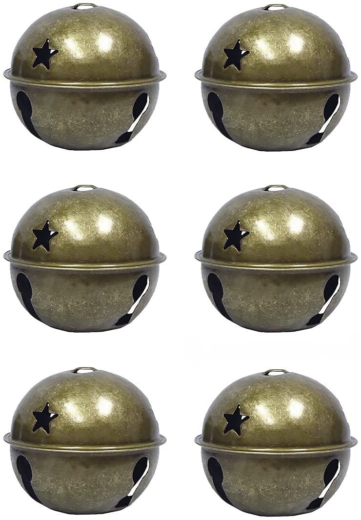 Charmed Large Size Christmas Star Cutout Jingle Bell Ornament 3" Pack of 6 (Brass) | Amazon (US)