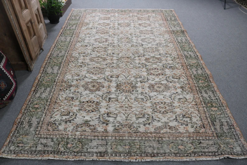 Turkish Rug, 6.1x9.8 ft Large Rug, Vintage Rug, Anatolian Rug, Rugs For Living Room, Beige Antiqu... | Etsy (US)