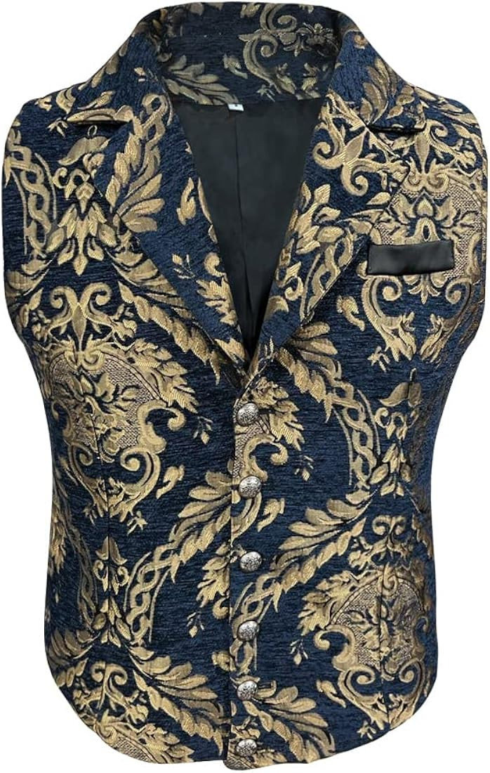 Mens Victorian Gothic Suit Vest Steampunk Waistcoat | Amazon (US)