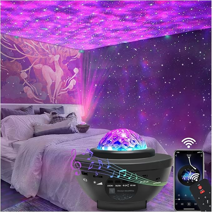 Easeking Star Projector Galaxy Light Projector with Bluetooth Speaker, Multiple Colors Dynamic Pr... | Amazon (US)