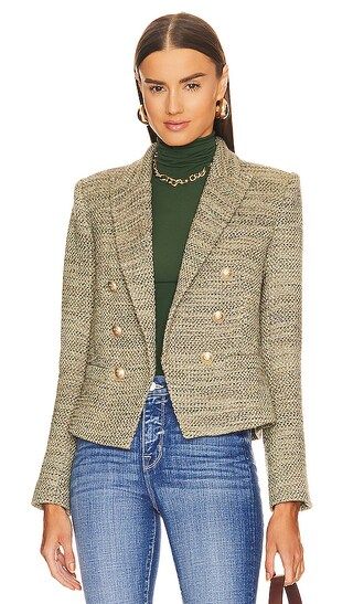 Brooke Double-breasted Crop Blazer in Olive Multi | Revolve Clothing (Global)