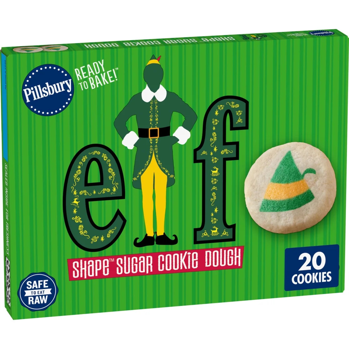 Pillsbury Ready to Bake Elf Shape Sugar Cookie Dough, 20 Cookies, 9.1 oz | Walmart (US)
