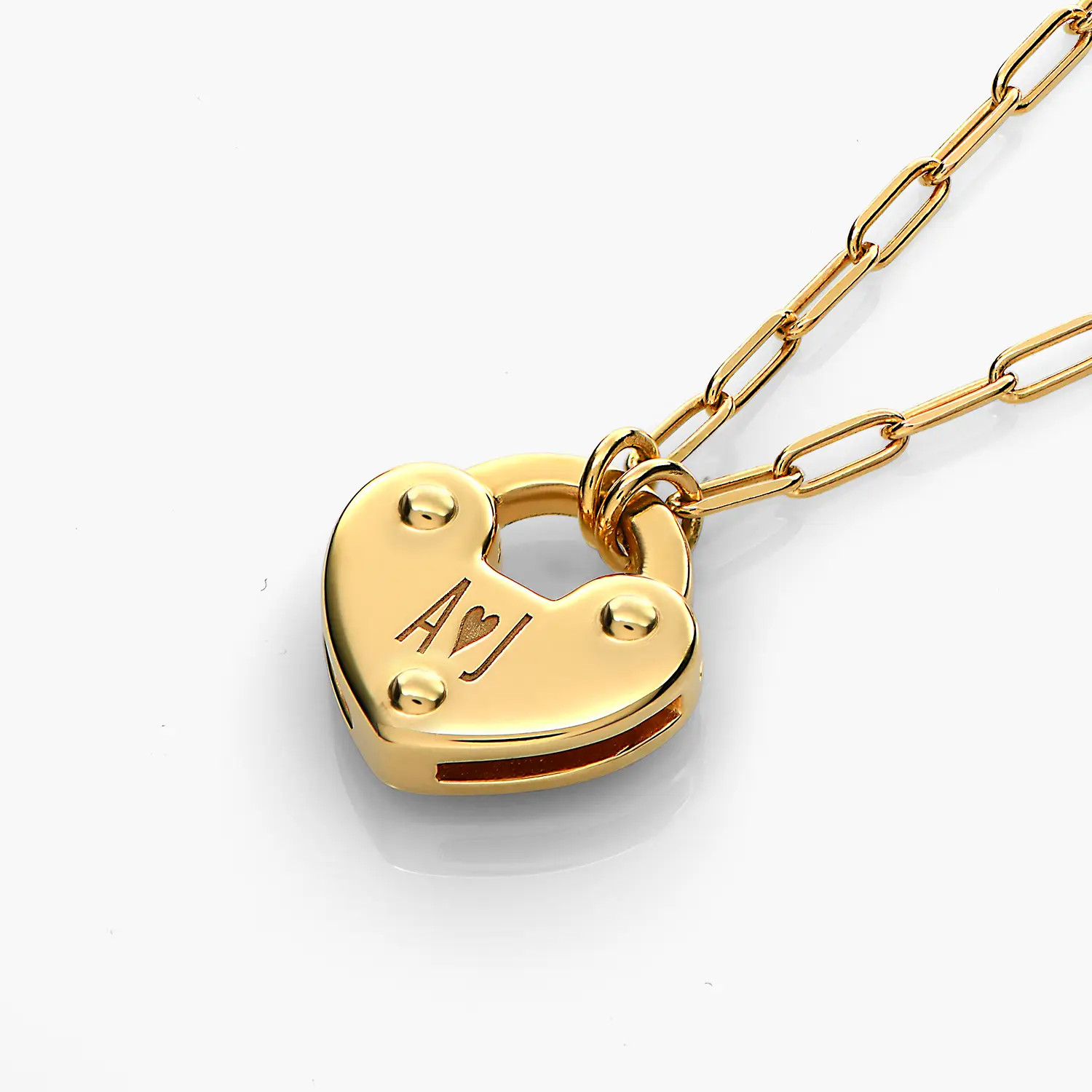 Heart Charm Lock Necklace - Gold | Oak & Luna (US)