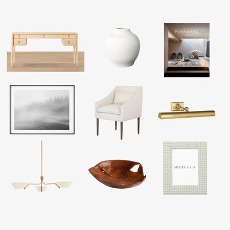 Most asked about items in my office! 

White oak desk, black and white print, chandelier, wooden bowl, picture frame, McGee & Co., visual comfort, coffee table book, office chair, upholstered chair, picture light, world market, wooden bowl 

#LTKstyletip #LTKunder50 #LTKhome