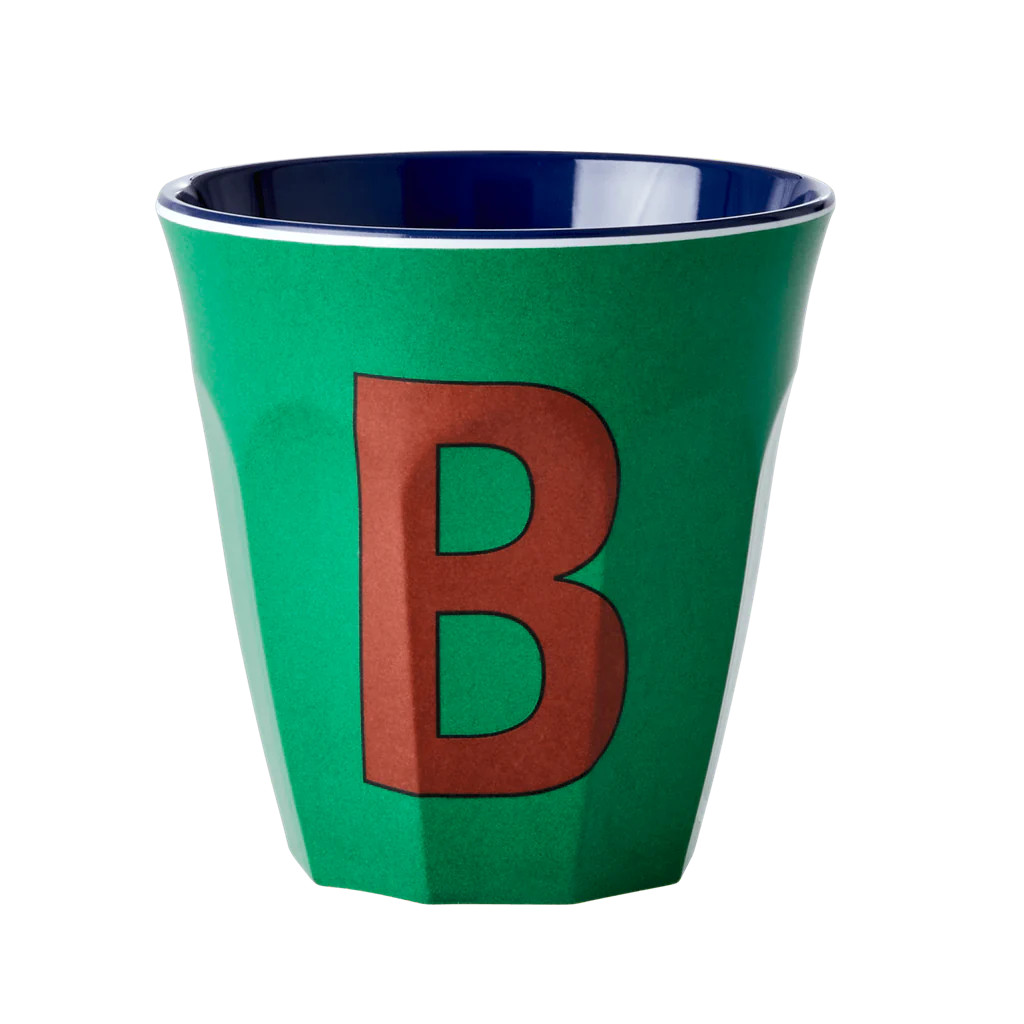 Melamine Cup - Medium with Alphabet in Bluish Colors | Letter B | Rice By Rice