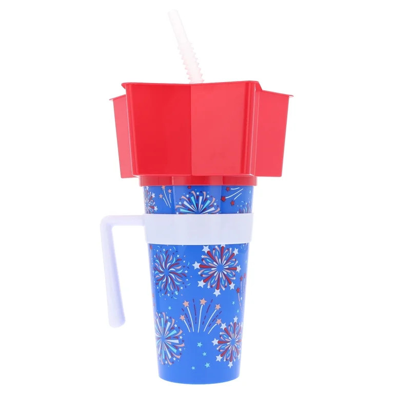 Fireworks Plastic Stadium Tumbler with Star-Shaped Snack Bowl, Patriotic by Way To Celebrate | Walmart (US)