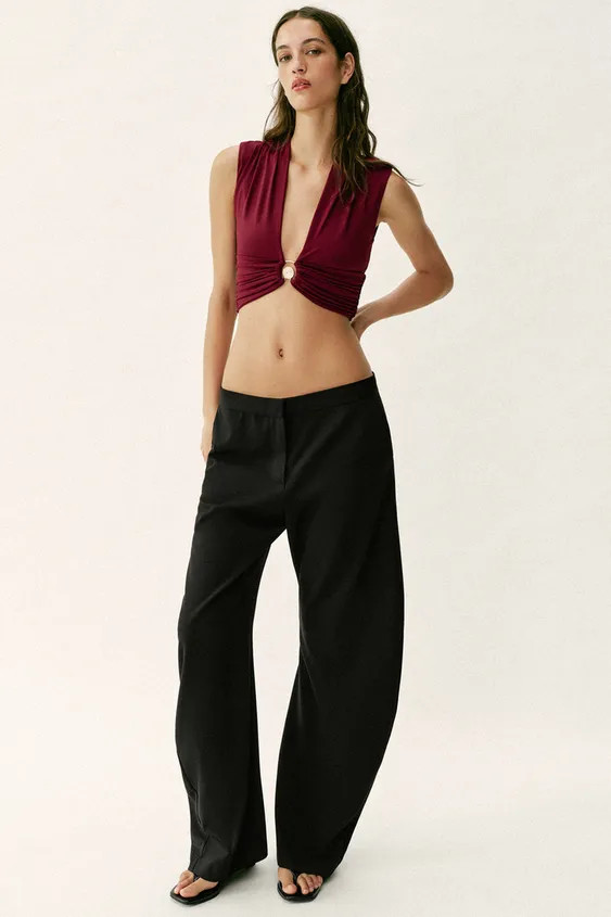DRAPED POLYAMIDE TOP WITH METALLIC DETAIL | Zara UK
