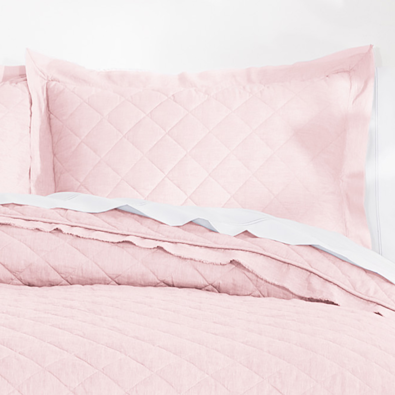 Gap Home Washed Frayed Edge Organic Cotton Quilted Sham Pair, Standard 20x26, Blush | Walmart (US)