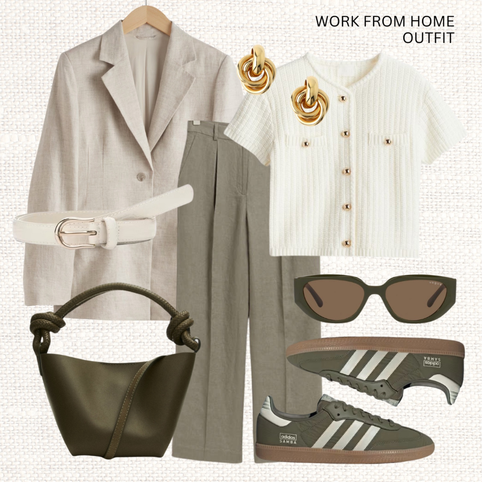 ‼️Don’t forget to tap 🖤 to add this post to your favorites folder below and come back later to shop

Make sure to check out the size reviews/guides to pick the right size

Work from Home, Spring Style, Spring Outfit Inspiration, Tailored Trousers, Linen Blazer, Cream Short Sleeved Cardigan, Adidas Sambas, Cream Belt, Gold Earrings, Cross Body Bag 

#LTKSeasonal #LTKstyletip #LTKeurope