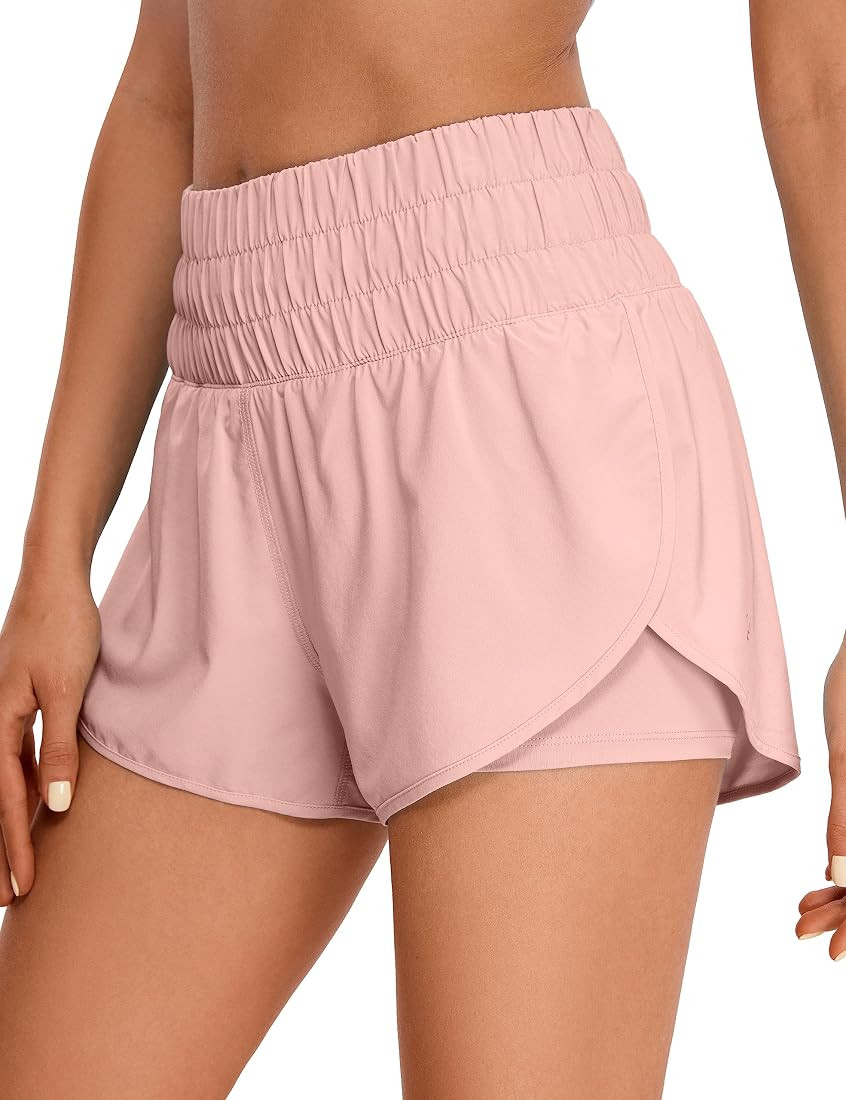 CRZ YOGA 2 in 1 High Waisted Running Shorts for Women 3" - Split Breathable Athletic Tennis Gym Work | Amazon (US)