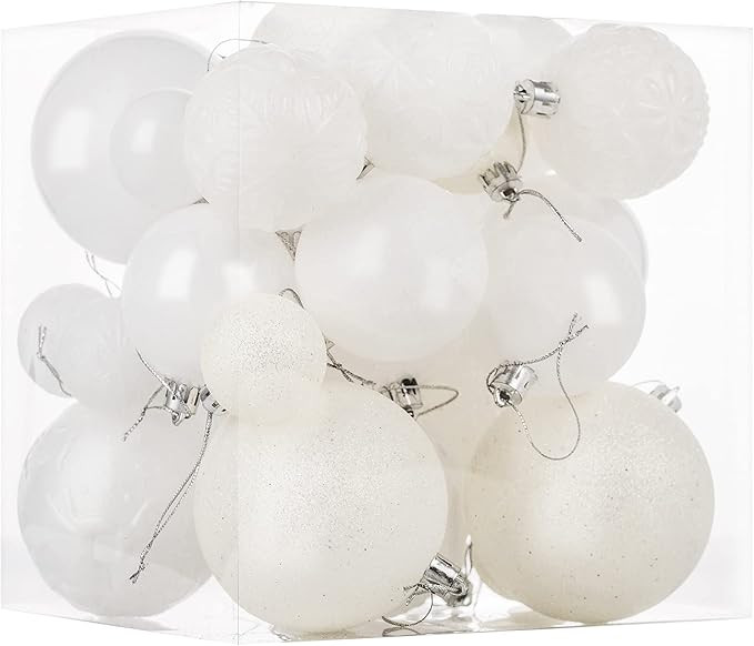 Christmas Ornaments for Xmas Trees,White Shatterproof Christmas Ball Ornaments of 32 pcs | Amazon (US)