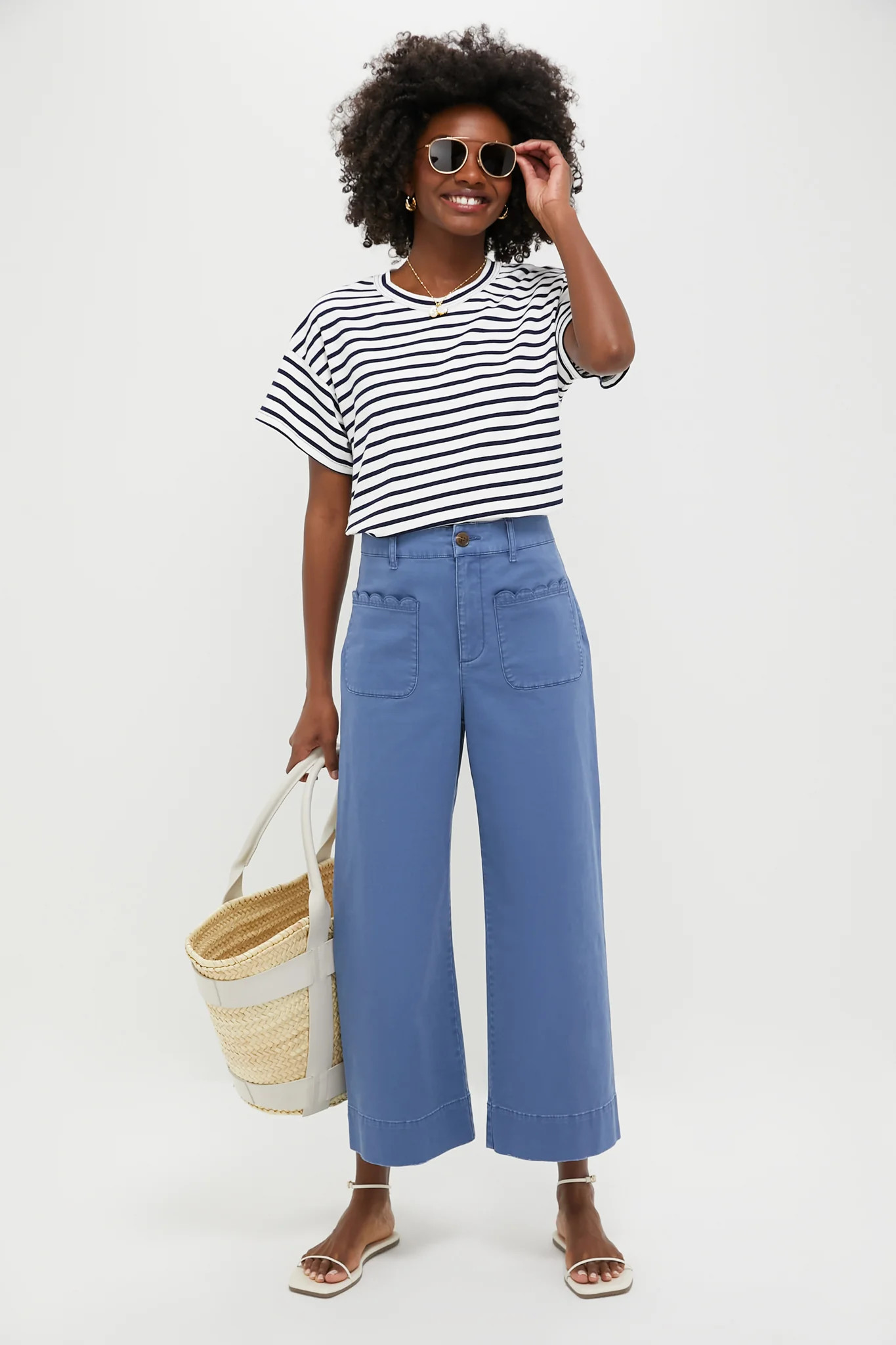 Blue Chino Wide Leg Stretch Davis Pants | Tuckernuck (US)