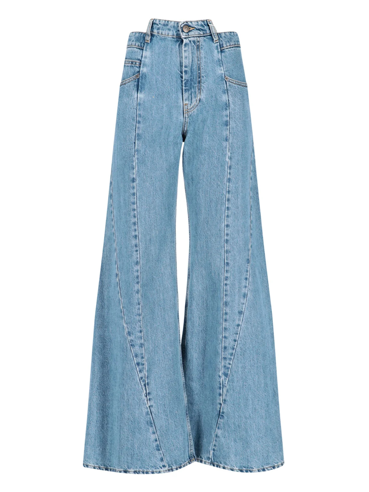 Maison Margiela Stonewashed Wide-Leg Asymmetric Jeans — Blue | Italist Inc.