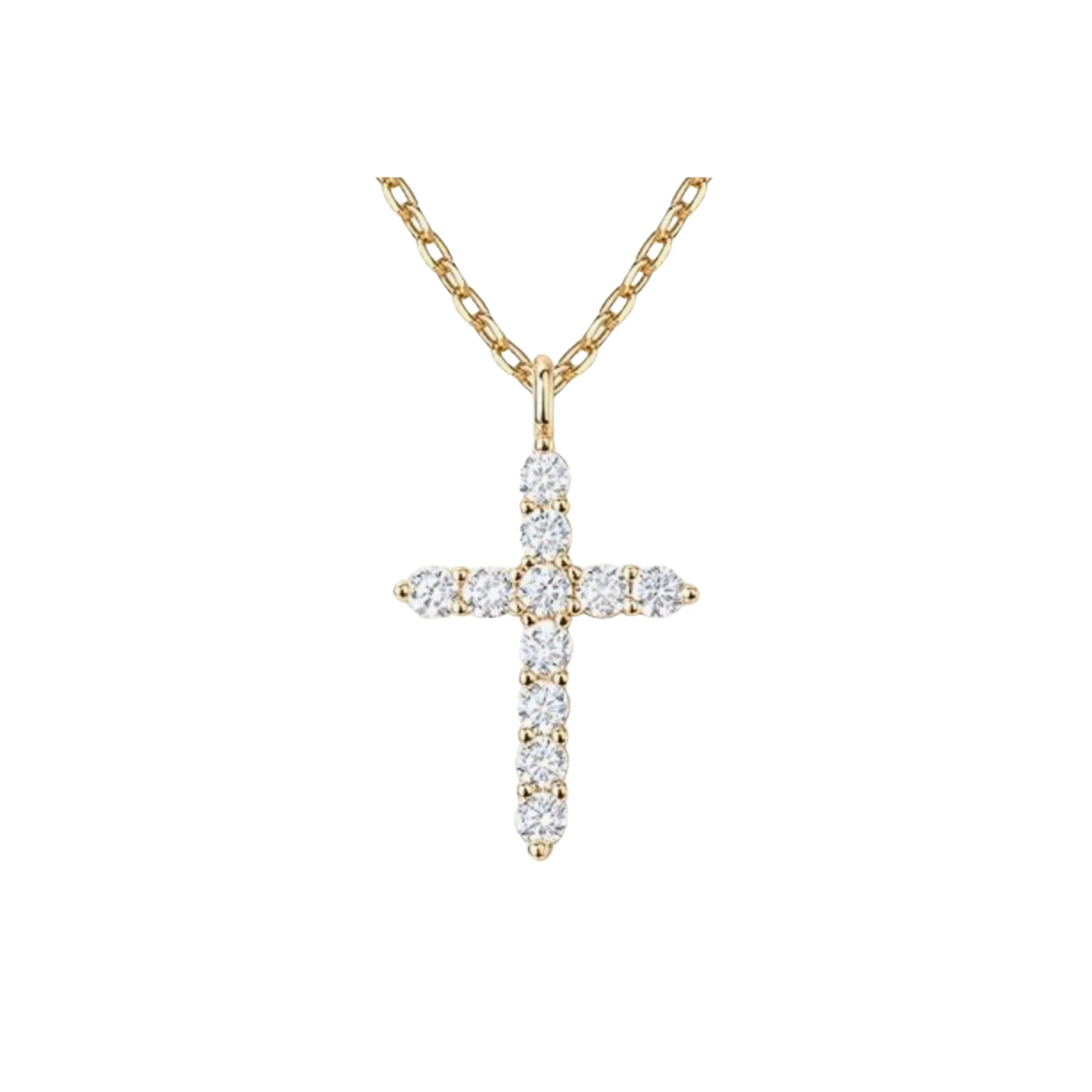 Pave Cross Necklace • NR243 18K Gold | Caitlyn Minimalist