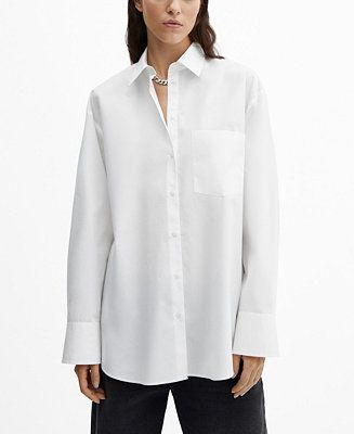 MANGO Women's Pocket Oversize Shirt - Macy's | Macy's