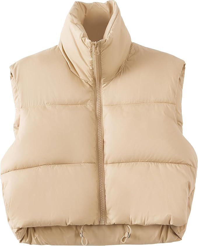 YWS Women's Padded Vest Lightweight Zip Crop Puffer Outerwear Gilet | Amazon (US)
