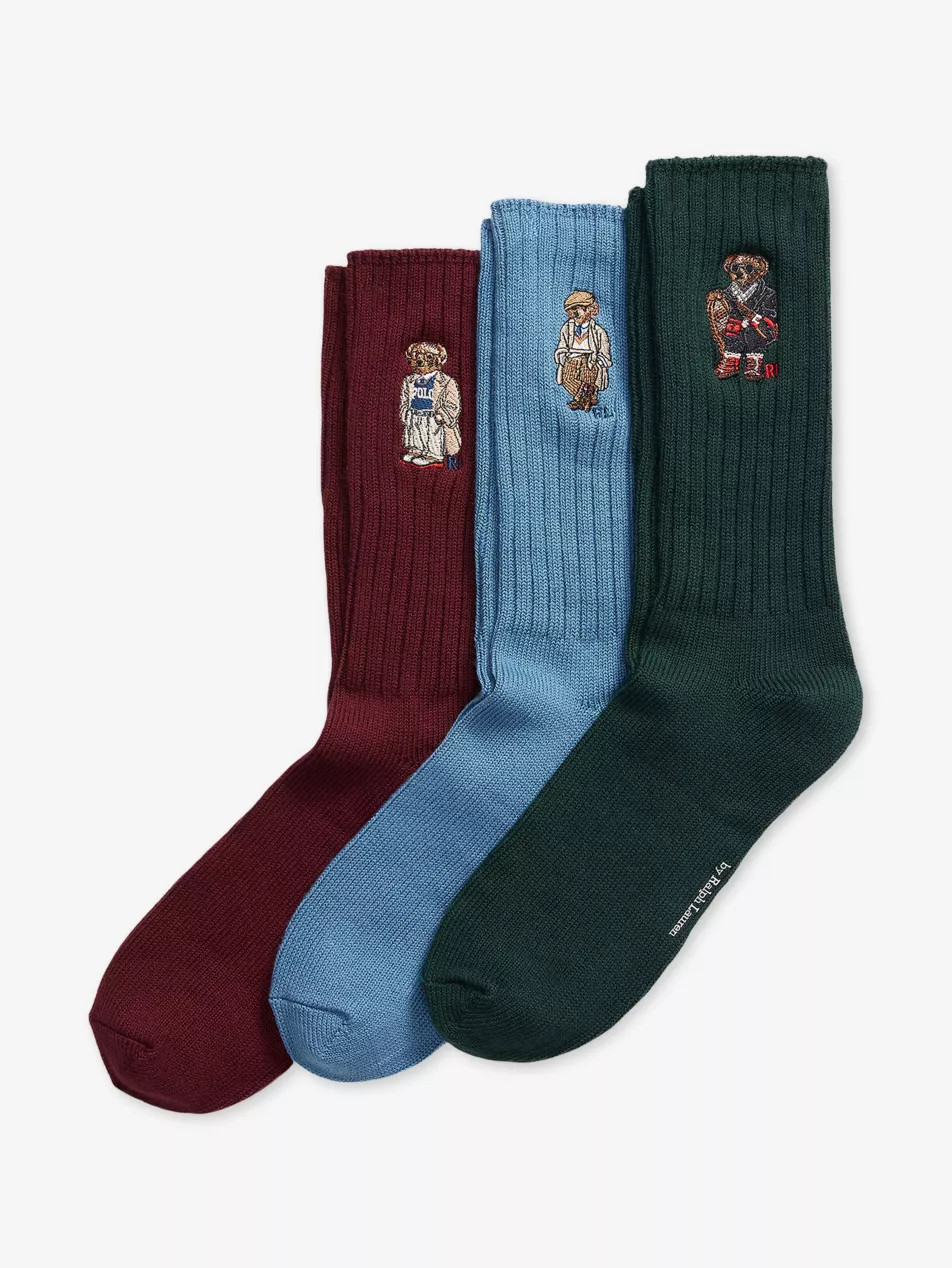 Bear Stretch Cotton-Blend Socks Gift Box Set Of Three | Selfridges