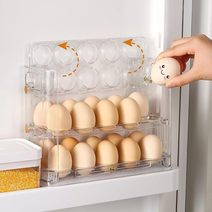 Beveetio Flippable Egg Holder For Refrigerator, Clear Acrylic Egg Storage Container For Refrigera... | Amazon (US)