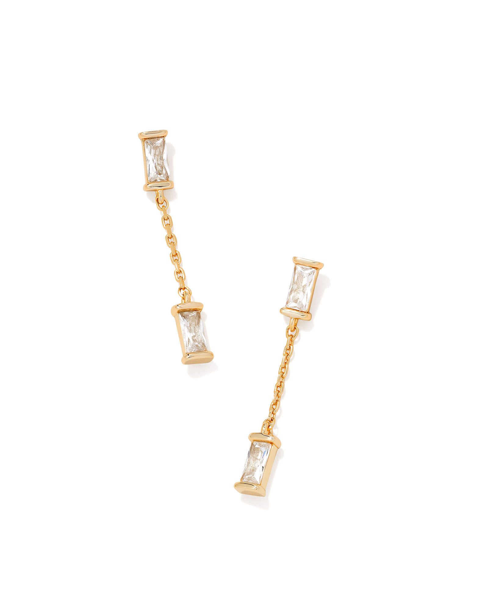 Juliette Gold Drop Earrings in White Crystal | Kendra Scott