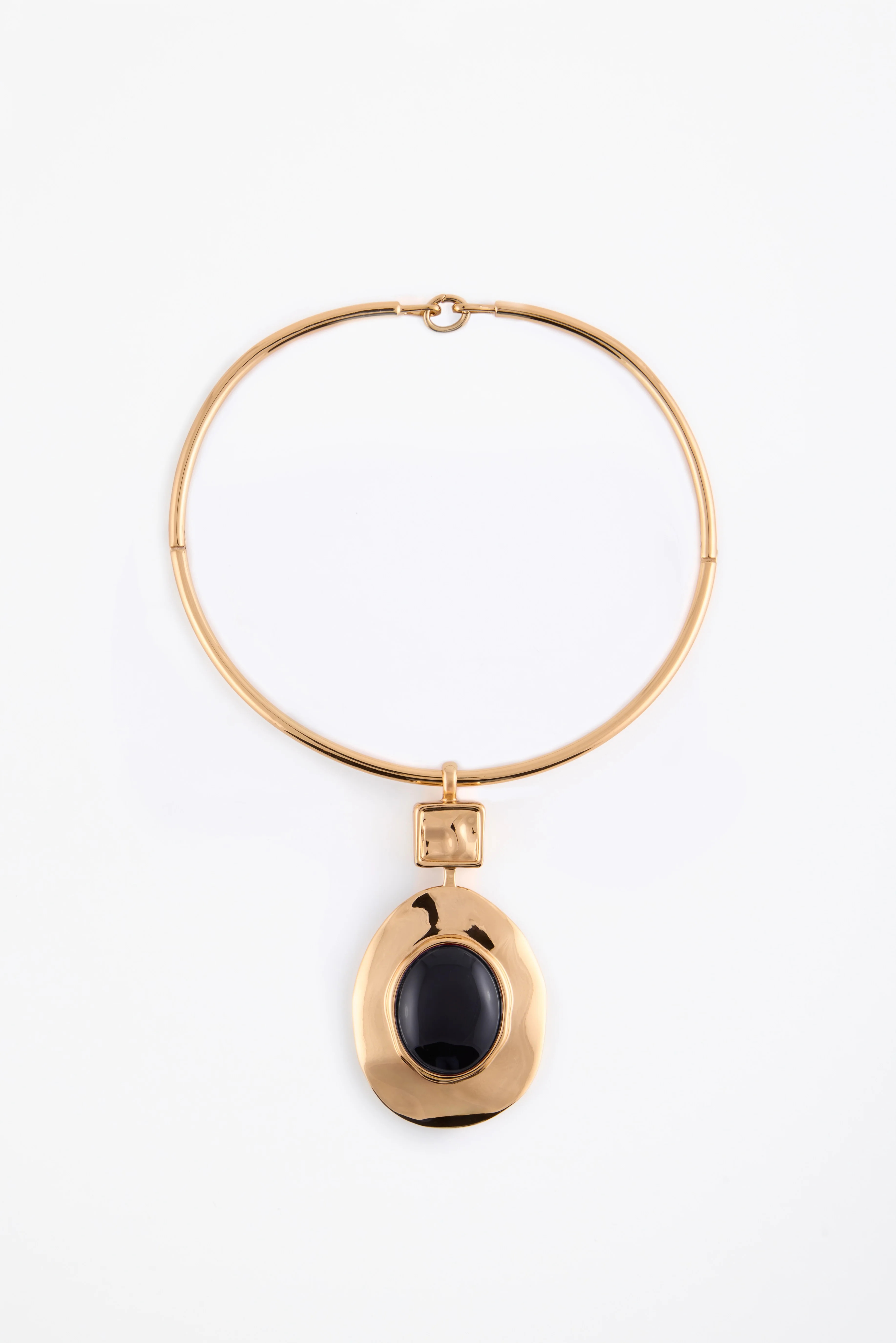 Stone Drop Necklace (Gold/Black) | SAME
