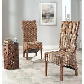 SAFAVIEH Dining Rural Woven St. Thomas Isla Wicker Brown High Back Dining Chairs (Set of 2) - 18.... | Bed Bath & Beyond