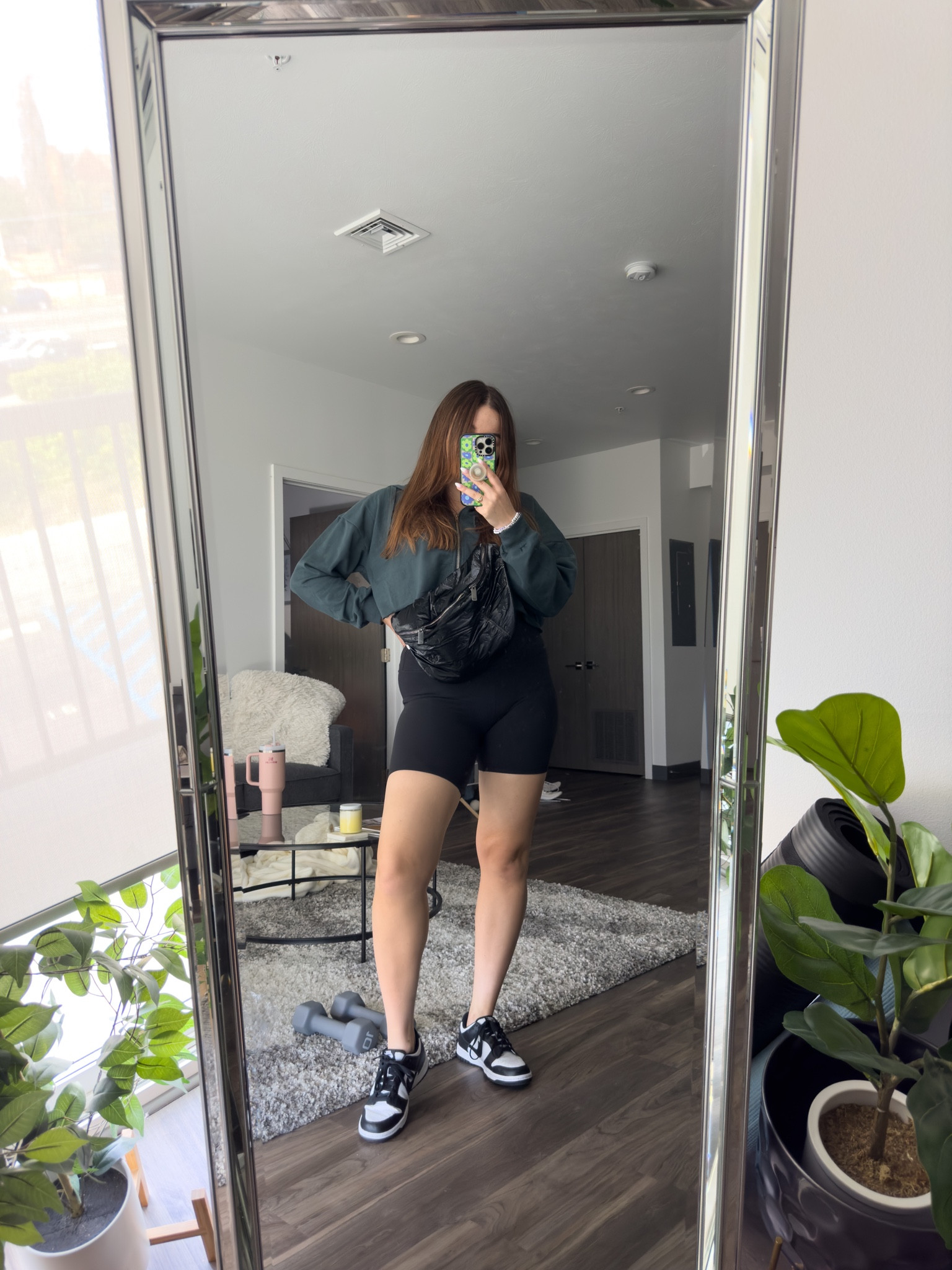 Casual outfit idea for errands and work from home! Featuring my favorite biker shorts. 

I’m wearing size 8 shorts and size 9 sneakers. Sweatshirt is NanaMacs and 15% off with LAURENTRIVISON15

#LTKstyletip #LTKFind #LTKunder100