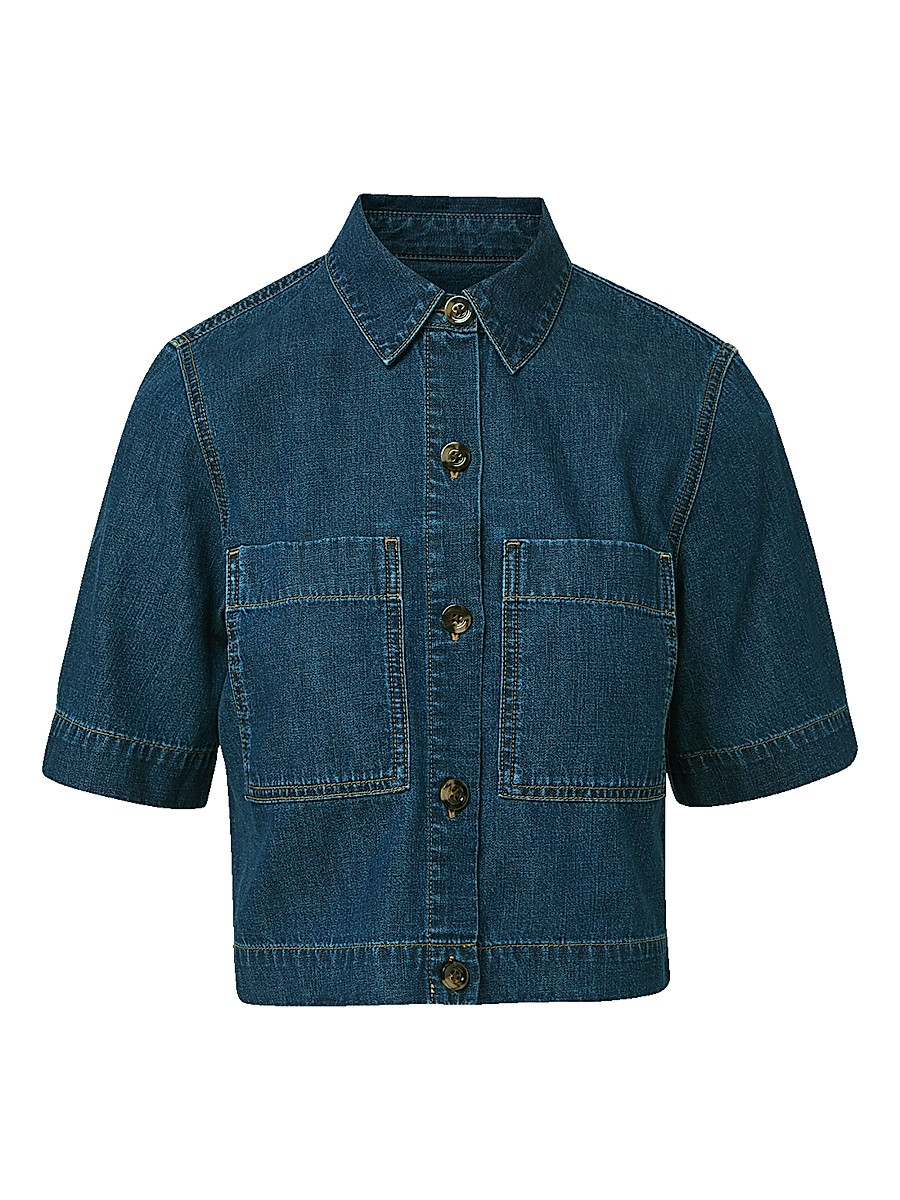 Women's Spruce Denim Short-Sleeve Shirt - Starry Night - Size 2 | Saks Fifth Avenue