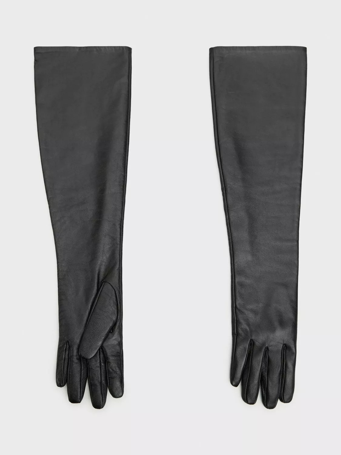 MangoCorso Leather Long Gloves, Black | John Lewis (UK)