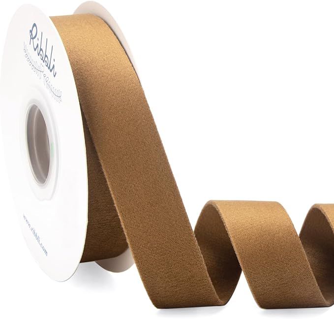 Ribbli Brown Velvet Ribbon Double Faced 1 Inch 10-Yard Spool Khaki Velvet Ribbon Use for Christma... | Amazon (US)