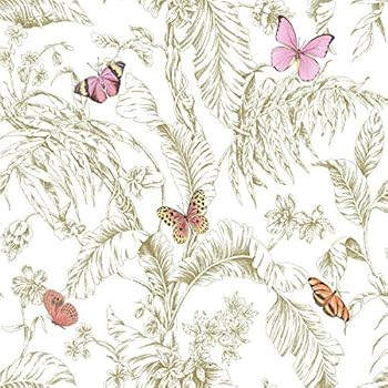RoomMates RMK11911WP Pink and Gold Butterfly Sketch Peel and Stick Wallpaper | Amazon (US)