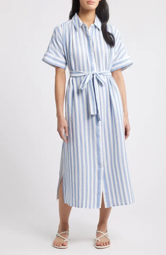 Stripe Belted Maxi Shirtdress | Nordstrom