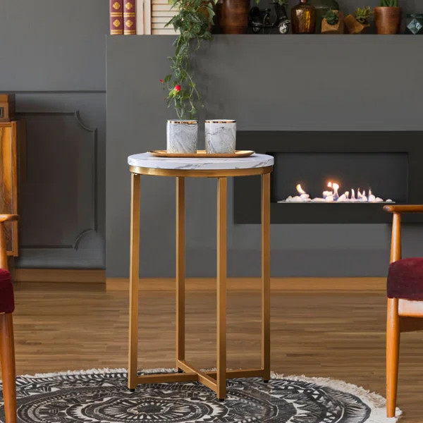 24.41'' Tall Cross Legs End Table | Wayfair North America