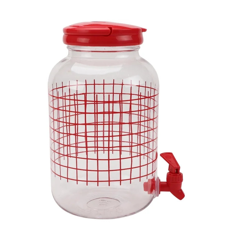 Mainstays 1.2-Gallon Acrylic Grid Beverage Dispenser, Red | Walmart (US)